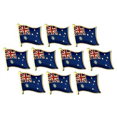 10 AUSTRALIAN FLAG PINS Lapel Pin AU Australia Hat Tie Tack Badge Set  Ten