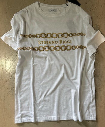 Stefano Ricci Men's Embroidered Chain Logo T-Shirt XL White Italy New $750 - Picture 5 of 11