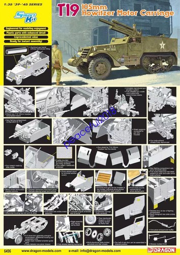 DRAGON 1/35 6496 T19 105mm Howitzer Motor Carriage Model Kit - Picture 4 of 7