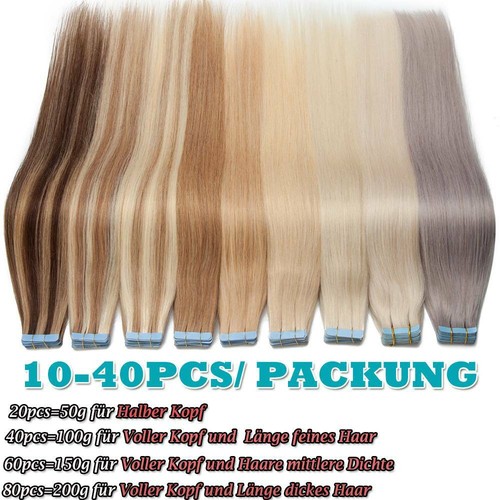 Tape in Extensions Tressen Skin Weft 100% Remy Echthaar DICK Haarverlängerung DE - Bild 9 von 37