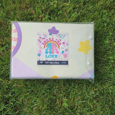 Care Bears Share the Love Comforter Set Pink Rare Uji Bedding size 36''x75'' TWIN