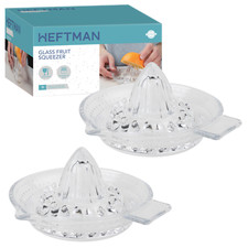 2 x HEFTMAN Traditional Glass Lemon Squeezer Fruit Lime Citrus Juicer Press