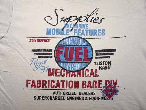 Bare Denim Jeans Supercharged Engines T Shirt Large White Auto Racing - Picture 2 of 16