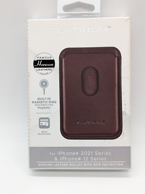 Platinum - Horween Leather RFID Magsafe Wallet for iPhone 14/13/12 - Bourbon