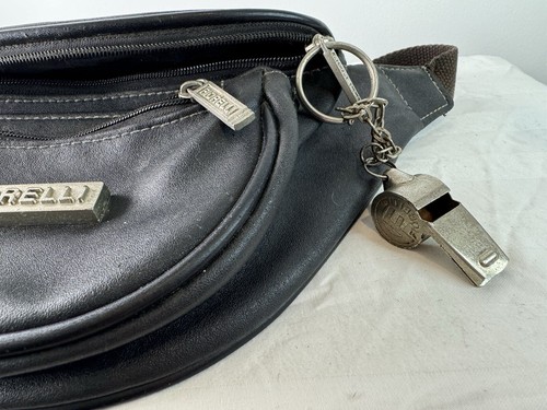 Vintage Retro 90s Fiorelli Bumbag Black Faux Leather Fanny Pack Original Whistle - Picture 3 of 12