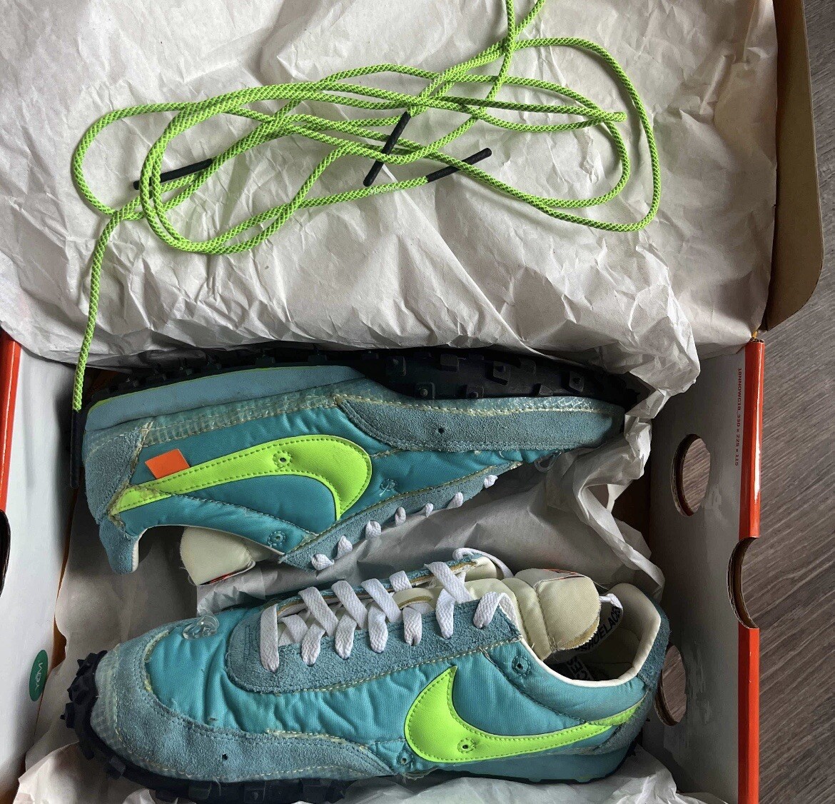 OFF WHITE X NIKE Taglia 10 5 Nike Off White x Waffle Racer Vivid Sky W