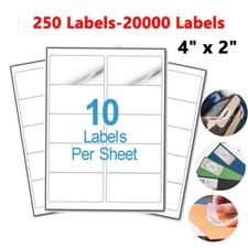 25-2000 Sheet Laser /Ink Jet Labels Blank Address 4" x 2" Fits Word Label Sizes