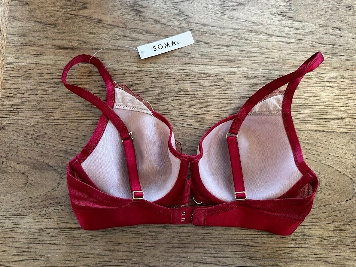 SOMA Intimates Paint The Town Red 38D Linework Embroidery