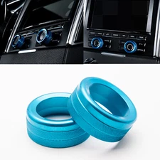 Blue Aluminum AC Climate Control Radio Volume Button Knob Ring Cover For Porsche