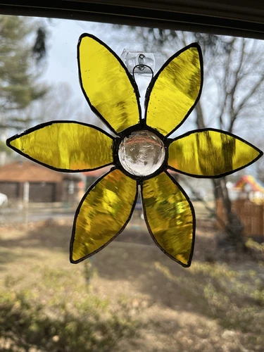 Stained Glass Flower suncatcher. Handmade in the USA.