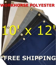 10' x 12' Workhorse Polyester Waterproof Breathable Canvas Tarp