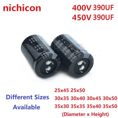 2Pcs Nichicon 390uF 400V 390uF 450V 400v390uf 450V390UF Snap-in PSU Capacitor