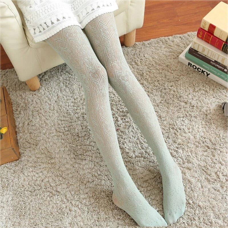 Medias de mujer de encaje de seda medias de malla hueca pantimedias de nailon medias Foto 4 de 4