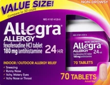 Allegra AA70T Allergy Tablets - 70 Count EXP 2026+
