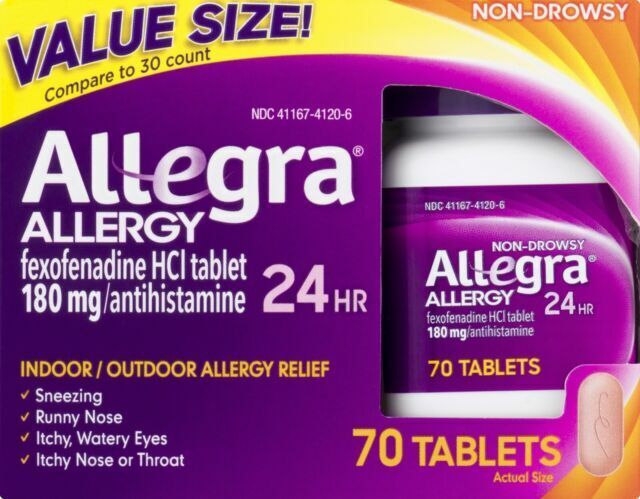 Allegra Allergy 24 HR Relief Tablets 180mg 70 tablets, Exp 12/2024+