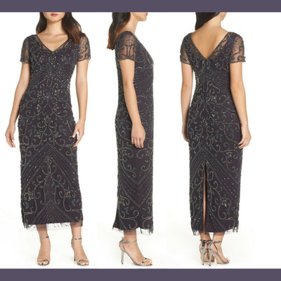 pisarro nights beaded longline gown