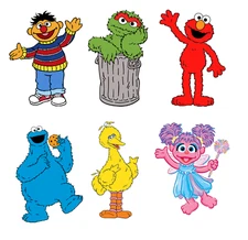 Set of 6 mixed Sesame Street edible wafer paper cake images- choose your size