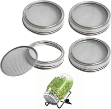 4 Pack Sprouting Lids for Mason Jars, 304 Stainless Steel Wide Mouth Seed Sprout