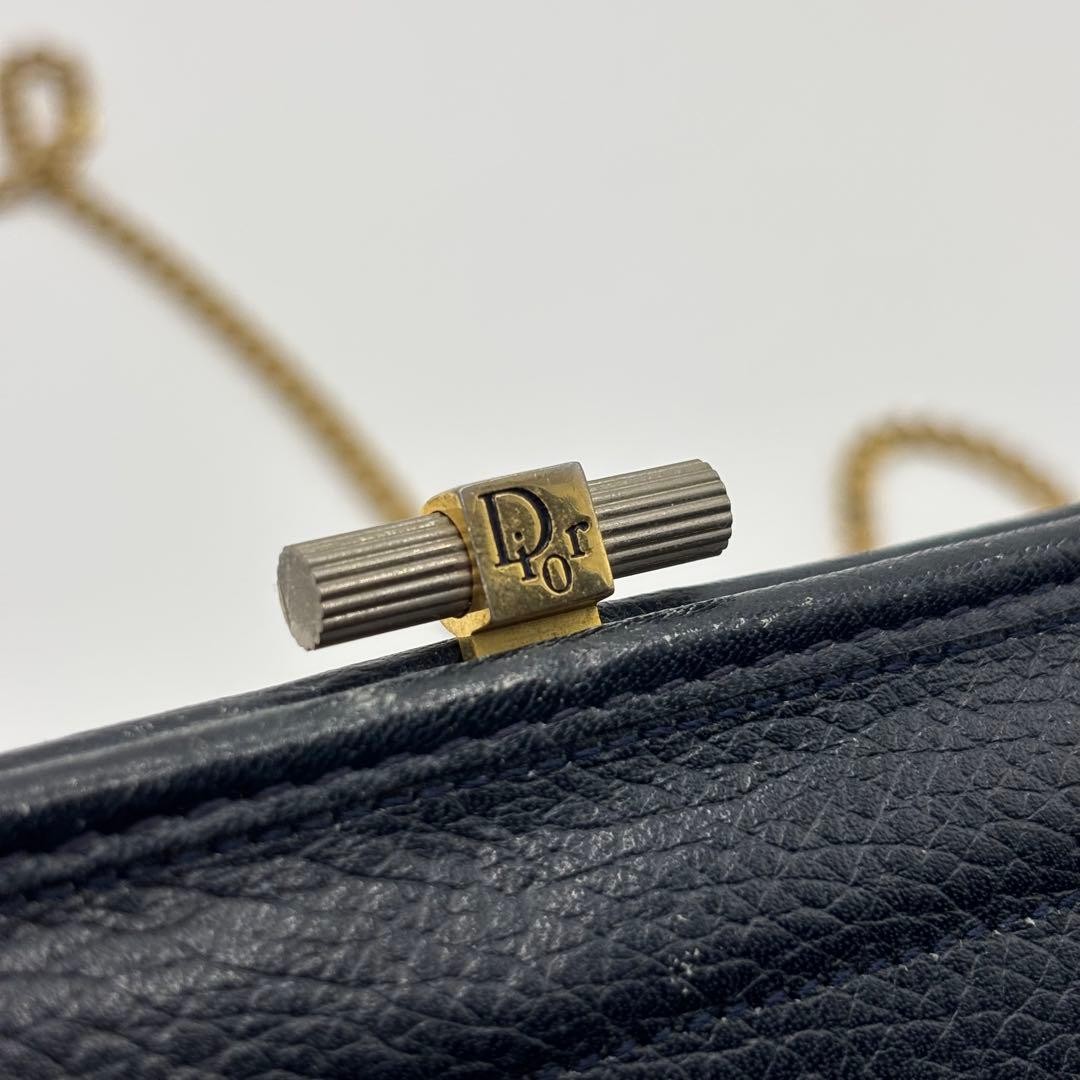 Christian Dior Vintage Tricolor Canvas Leather Chain Shoulder Bag Black — image 8