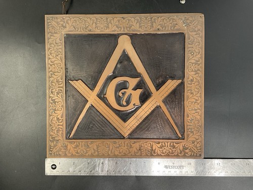 Vintage G Mason Freimaurer Freemason Metall Kupfer? Wandbehang Plakette 10x11 - Bild 7 von 9