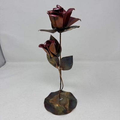 COPPER ART METAL ROSES STAND UP FIGURE DAVE WALLI COTTAGECORE VINTAGE