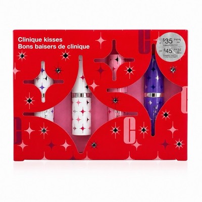 CLINIQUE KISSES Hydrating Long Wear Lipstick 4 Piece Gift Set New Holiday 2025