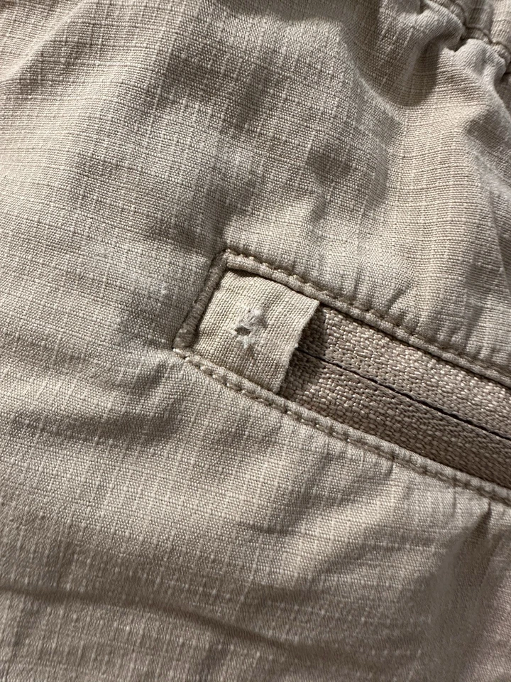 Pantalones Vuori Ripstop para mujer grandes beige dobladillo crudo cintura elástica cordón senderismo Foto 3 de 4