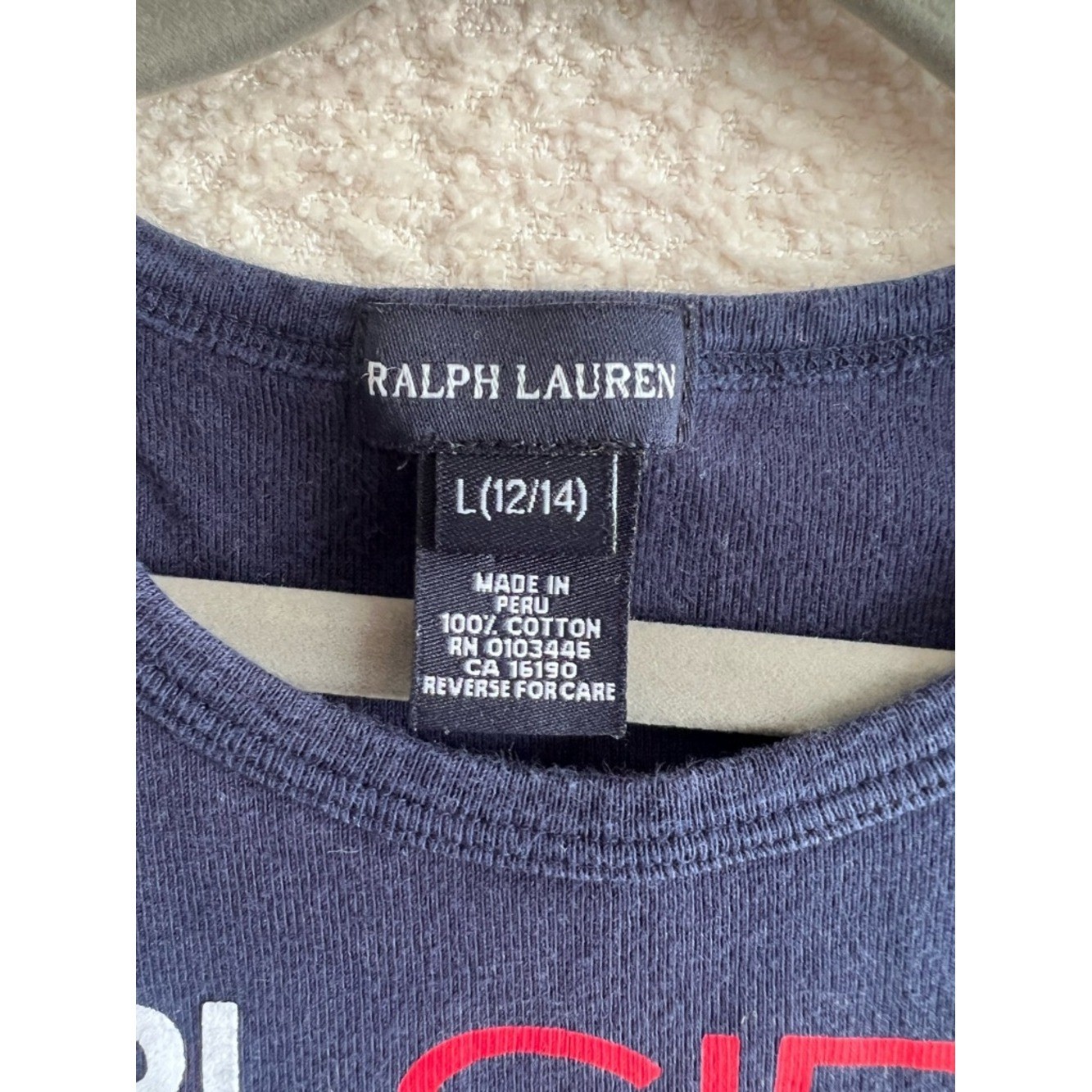 Ralph Lauren Vintage RLGIRL Rare Blue Red Short Sleeve T Shirt Size Large 12/14 image 2