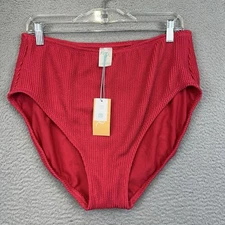 Kona Sol Swimsuit Bottoms Womens XL Pink High Waist Stretch Beach Swim Summer