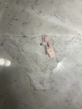 Victoria s Secret Women s Lace Thong Panties Sheer Floral Stretch White S