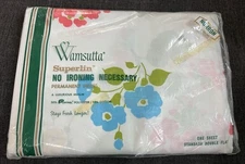 Wamsutta Geranium Superlin Flat Double Full Sheet Vintage NOS Sealed Muslin