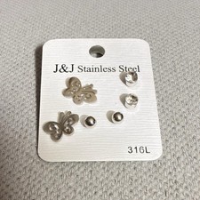 Stainless Steel Stud Earring Set  Butterfly  3 Pair  Hypoallergenic