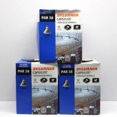 Sylvania Capsylite Halogen PAR 38 Lamp Bulbs 120 Volts, LOT OF 3. NEW