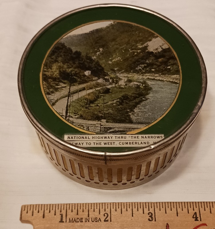 Vintage Germany Tin National Highway Thru The Narrows Gateway West Cumberland MD