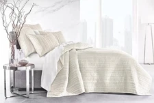 Hotel Collection "Variegated Stripe" Velvet King Pillow Shams, Set Of 2, Ivory,