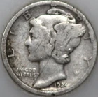 * 1924-D Mercury Dime 90% Silver, Popular Collector Coin As Shown