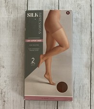 Silk Impressions Women s Sheer Light Support Tights Pantyhose 2 Pair Cocoa Small
