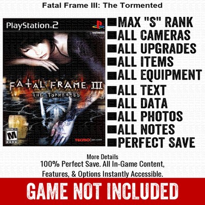 Fatal Frame III The Tormented 100% All Items PS2 Memory Card CHEATS