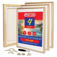 4-Pack 11x14 Stretched Canvases with Wood Floater 4pk-11x14in, Light brown