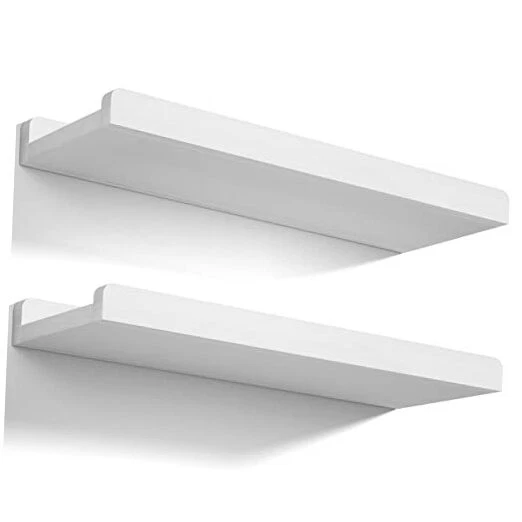 Floating Shelves Wall Mounted Set of 2, 17 Inch Rustic Wood Wall 17 inch White