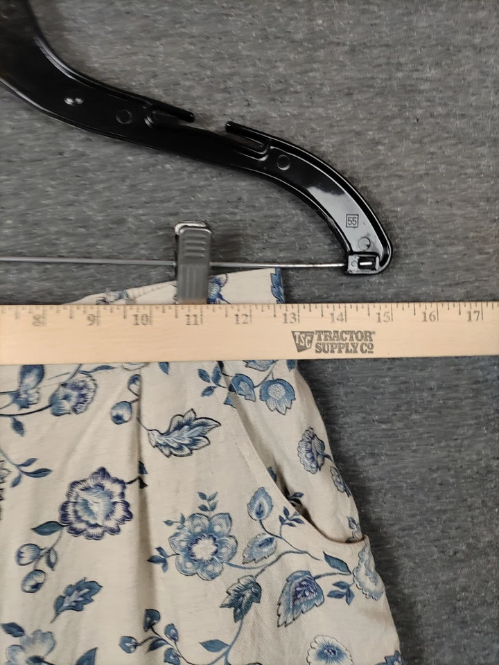 Pantalones Cortos Vintage Orvis Para Mujer 6 Blanco Azul Floral Lino Tiro Alto Informales EE. UU. 90s Foto 3 de 4
