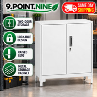 HOMCOM Lockable Metal Filing Cabinet, 2-Tier Storage Cupboard, White