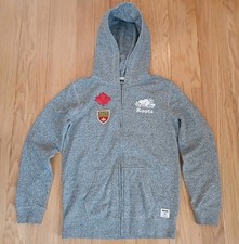 Roots Kids Canada Hoodie Unisex XXL Heather Gray Full Zip Sweatshirt Fleece