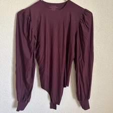 Commando Bodysuit Eggplant Balloon Sleeve Size Small 