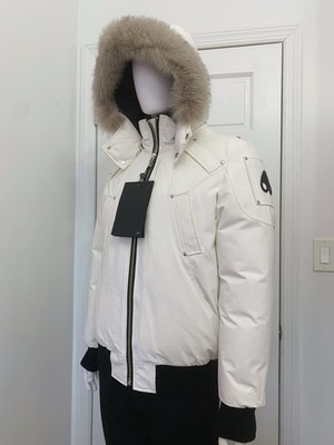 MOOSE KNUCKLES ホワイト フルジップ パーカー M 新品タグ付き NWT Moose Knuckles Men's Ballistic Hooded Full Zip Bomber Jacket