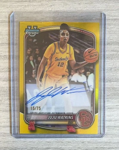 2025 Topps Bowman U Chrome Prospect AUTO Yellow Refrac #CPA-JA Juju Watkins /75