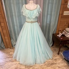 Morilee Madeline Gardner Aqua Lace Beaded Prom Dress BallGown Size 14