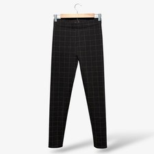 Ann Taylor Factory Pull On Legging Black White Grid Print Size S Casual Office