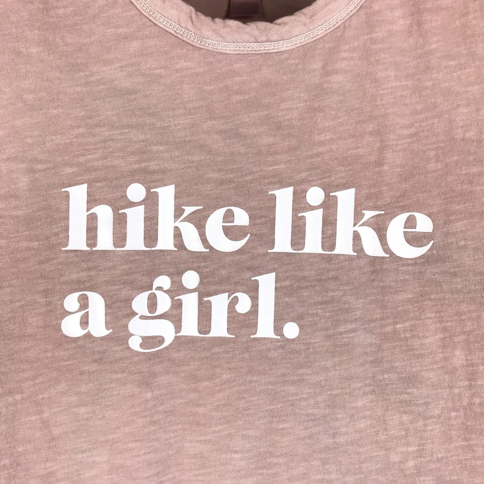 Camiseta Alternativa 'Hike Like A Girl' Sin Mangas Para Mujer Rosa Mediana 100% Algodón Foto 3 de 4