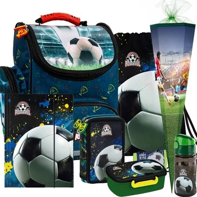 DERFORM Fussball Soccer Football Schulranzen Tornister Rucksack Ranzen Set mit Schultüte